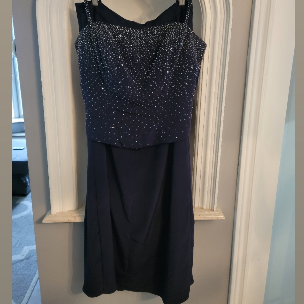 Navy mother of the bride Mori Lee three piece dress/ set